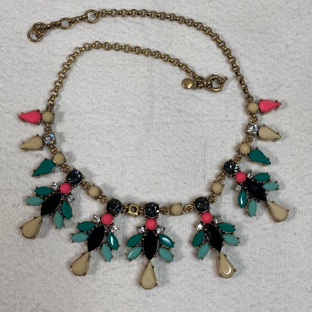 J.Crew Gold-Tone Multi-Color Teardrop Statement Necklace